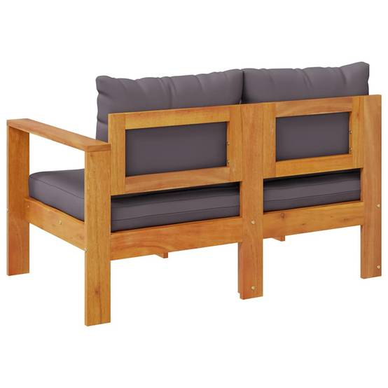 ComfortXL - Canapé Jardin 2 Places avec un Accoudoir Bois Acacia Coussins Gris Foncé Modulable – ComfortXL Outdoor Living - Image 6