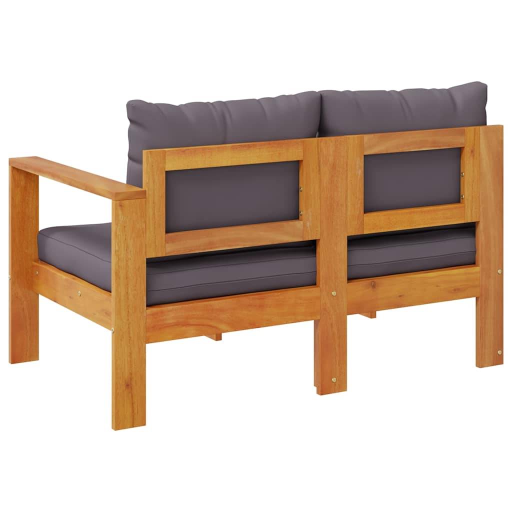 ComfortXL - Canapé Jardin 2 Places avec un Accoudoir Bois Acacia Coussins Gris Foncé Modulable – ComfortXL Outdoor Living - Image 6