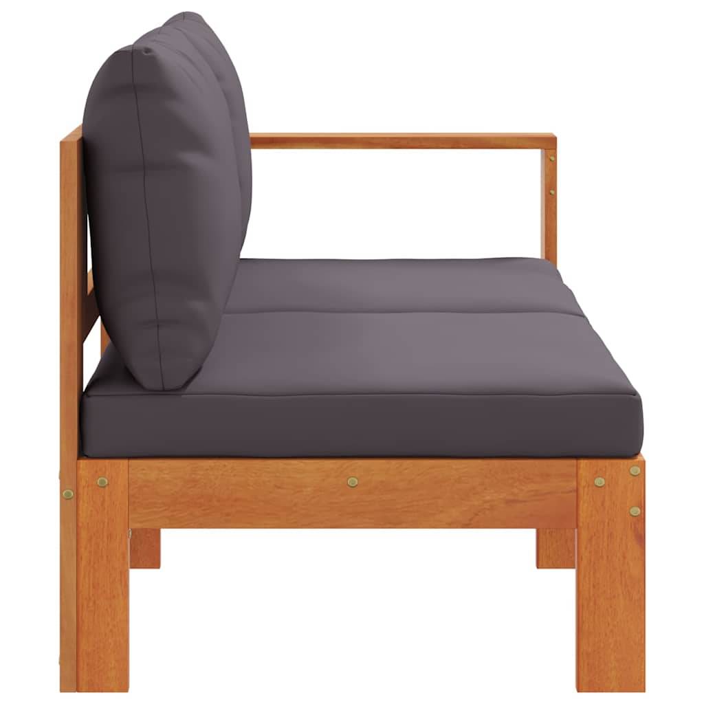 ComfortXL - Canapé Jardin 2 Places avec un Accoudoir Bois Acacia Coussins Gris Foncé Modulable – ComfortXL Outdoor Living - Image 5