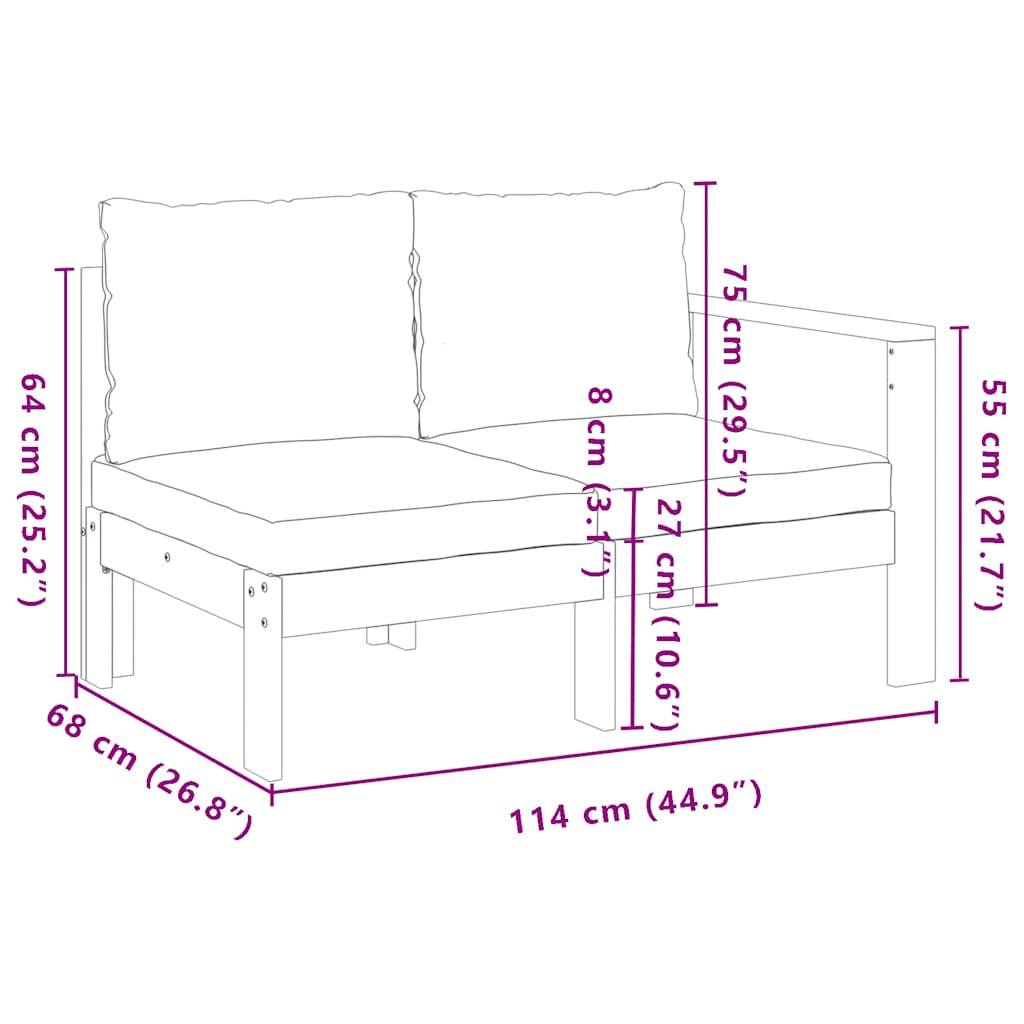 ComfortXL - Canapé Jardin 2 Places avec un Accoudoir Bois Acacia Coussins Gris Foncé Modulable – ComfortXL Outdoor Living - Image 8