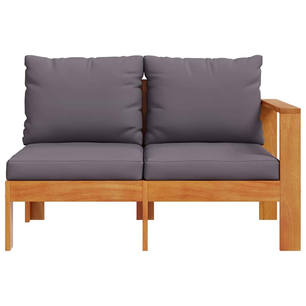 ComfortXL - Canapé Jardin 2 Places avec un Accoudoir Bois Acacia Coussins Gris Foncé Modulable – ComfortXL Outdoor Living - Image 4