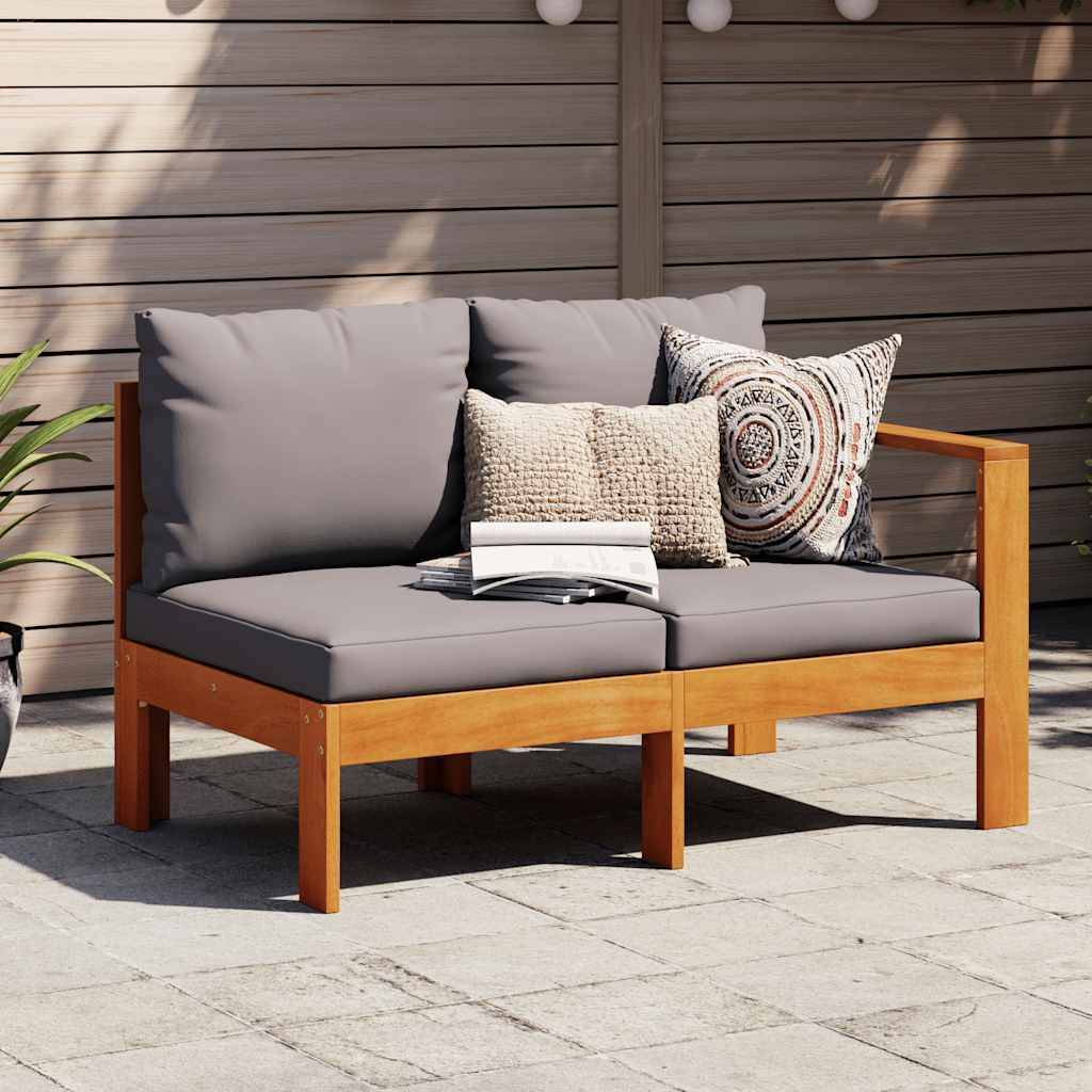 ComfortXL - Canapé Jardin 2 Places avec un Accoudoir Bois Acacia Coussins Gris Foncé Modulable – ComfortXL Outdoor Living - Image 1