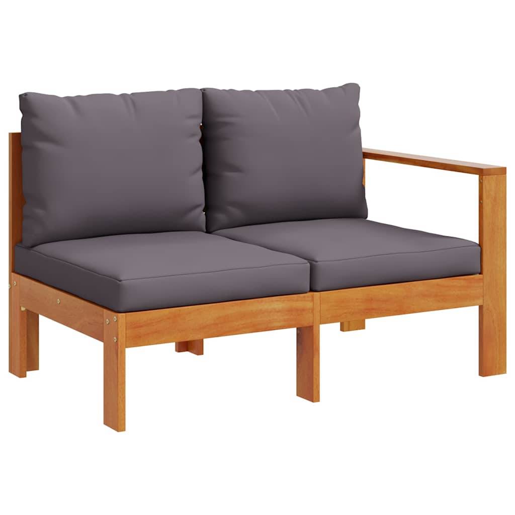 ComfortXL - Canapé Jardin 2 Places avec un Accoudoir Bois Acacia Coussins Gris Foncé Modulable – ComfortXL Outdoor Living - Image 2