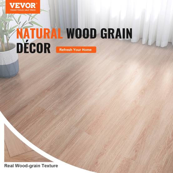 VEVOR Revêtement sol vinyle auto-adhésif, 914x152 mm, 36 dalles, grain bois naturel. 2,5 mm épaisseur. - Image 2
