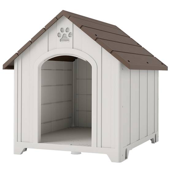 Niche extérieure pour chien polypropylène étanche, ventilée, plancher surélevé, gris clair - Image 2