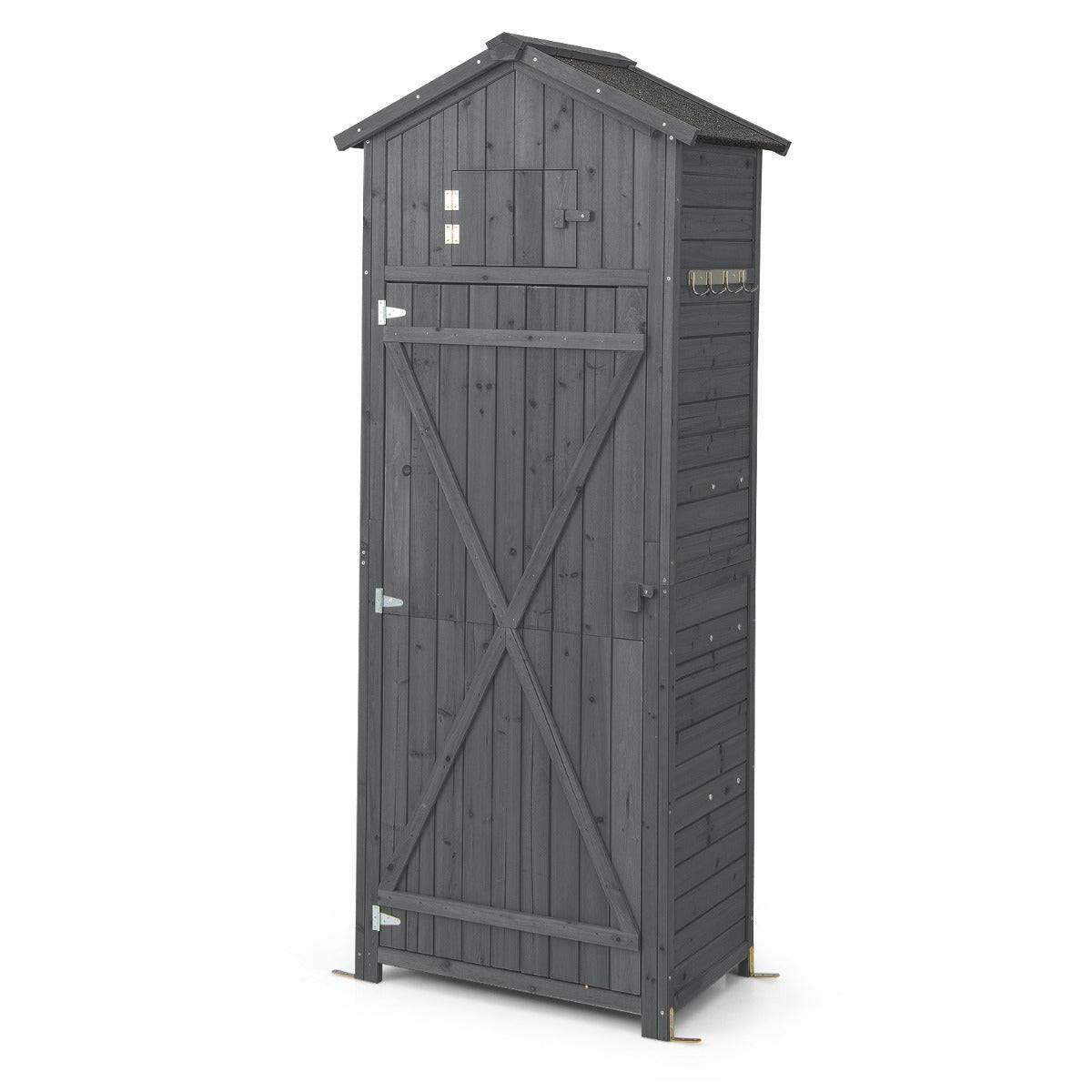 Abri de jardin pratique 75 x 50 x 180,5 cm avec table pliable et 3 étagères style scandinave en bois gris