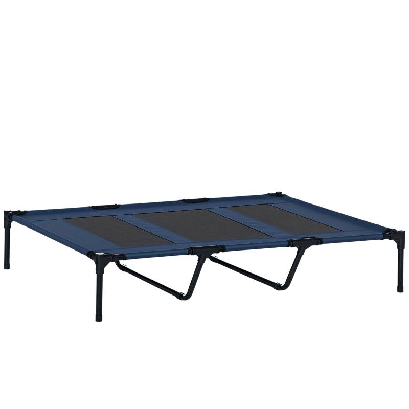 Lit de Camp Chien Métal Surélevé Pliable Couchage Extérieur Voyage Bleu - ComfortXL Outdoor Living - Image 2
