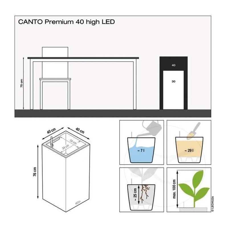 Lechuza - Pot De Fleur Lechuza Canto Premium Colonne 40 - Kit Complet Led, Blanc Brillant - Image 3