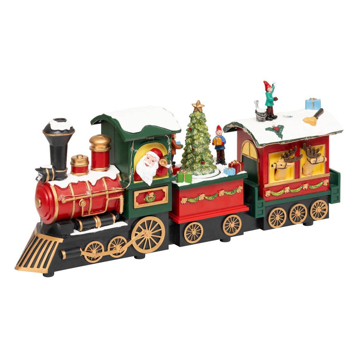 Village lumineux train Père Noël bonhomme de neige 12 LED musical  ATMOSPHERA CREATEUR D'INTERIEUR - Image 1