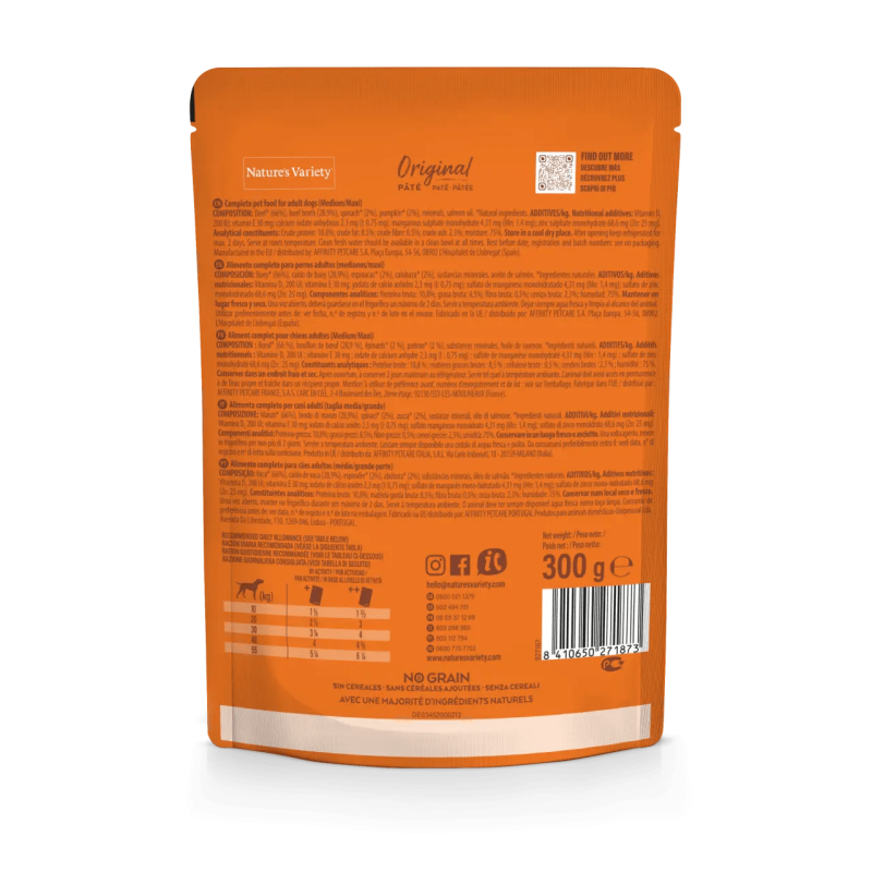 PATEE CHIEN - ORIGINAL BOEUF MED/MAX - NATURE'S VARIETY 300 g - Image 2