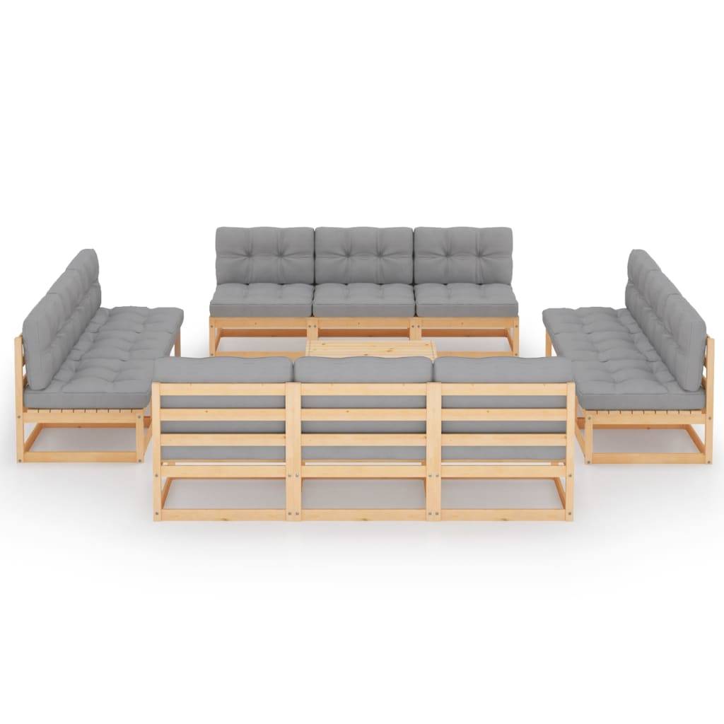 Helloshop26 - Salon de jardin meuble d'extérieur ensemble de mobilier 13 pièces avec coussins bois de pin massif - Image 1