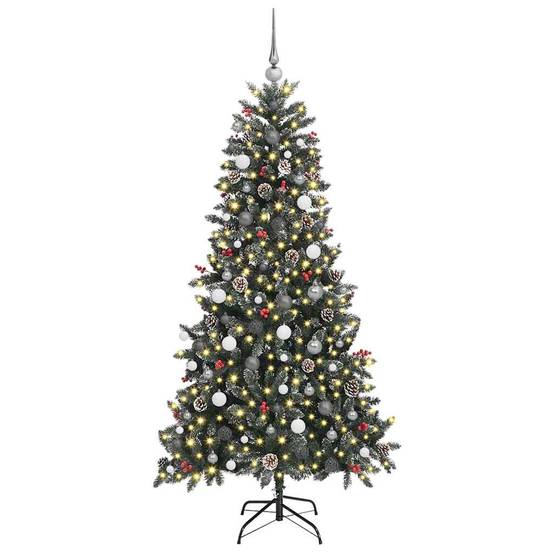 ComfortXL - Sapin de Noël Artificiel Enneigé Vert 210cm, Kit Complet avec 300 LED, 120 Boules & Pommes de Pin – ComfortXL Outdoor Living - Image 3