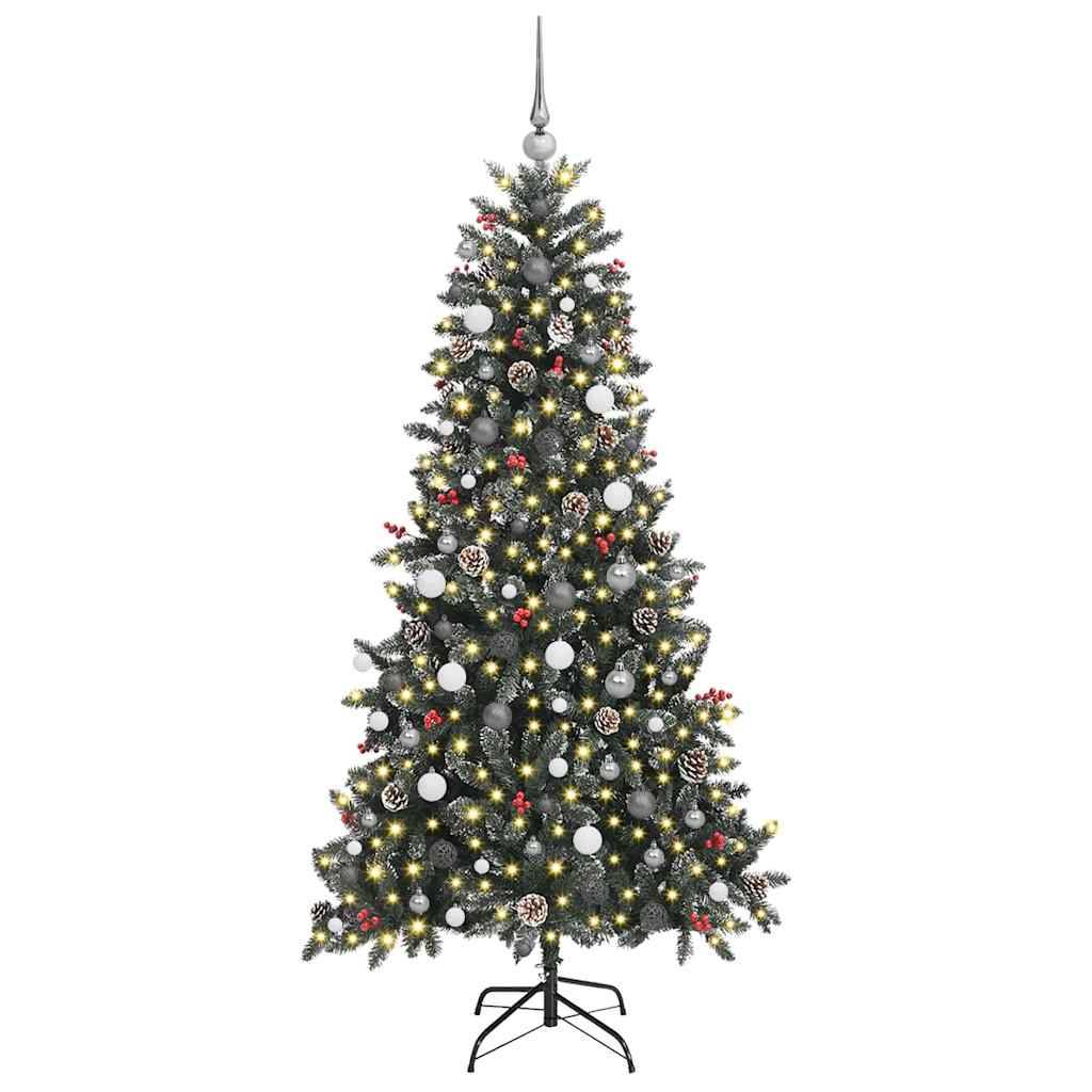 ComfortXL - Sapin de Noël Artificiel Enneigé Vert 210cm, Kit Complet avec 300 LED, 120 Boules & Pommes de Pin – ComfortXL Outdoor Living - Image 3