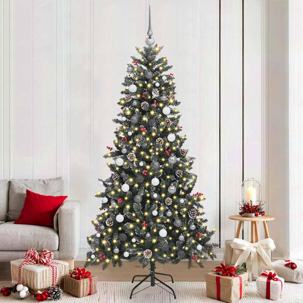 ComfortXL - Sapin de Noël Artificiel Enneigé Vert 210cm, Kit Complet avec 300 LED, 120 Boules & Pommes de Pin – ComfortXL Outdoor Living - Image 1