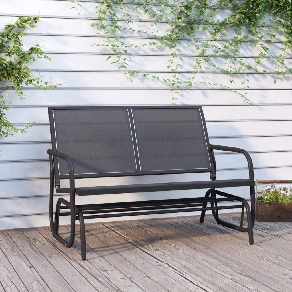 Vidaxl - Banc oscillant de jardin noir 120,5x76x86,5 cm textilène/acier vidaXL 362708 - Image 1