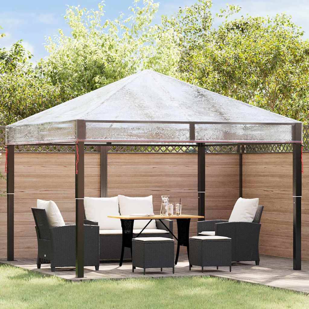 Housse Toit Tonnelle 3x3m Imperméable Avec Fermetures - Remplacement Bâche Noire
