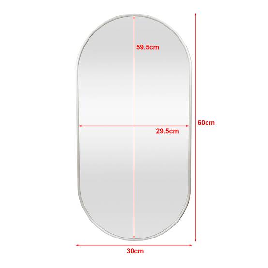 Miroir mural ovale 30 x 60 cm argenté de champagne - Image 3