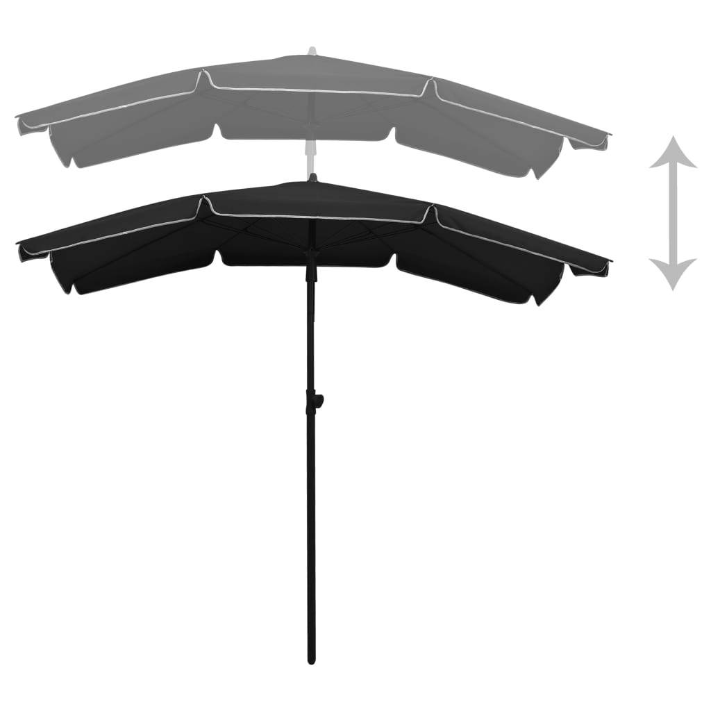 Parasol de jardin - parasol d'extérieur avec mât 200x130 cm noir - MEUBLE PRO - Image 4