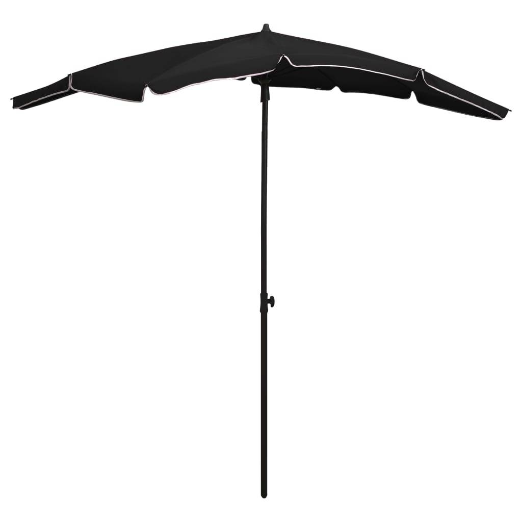 Parasol de jardin - parasol d'extérieur avec mât 200x130 cm noir - MEUBLE PRO - Image 2