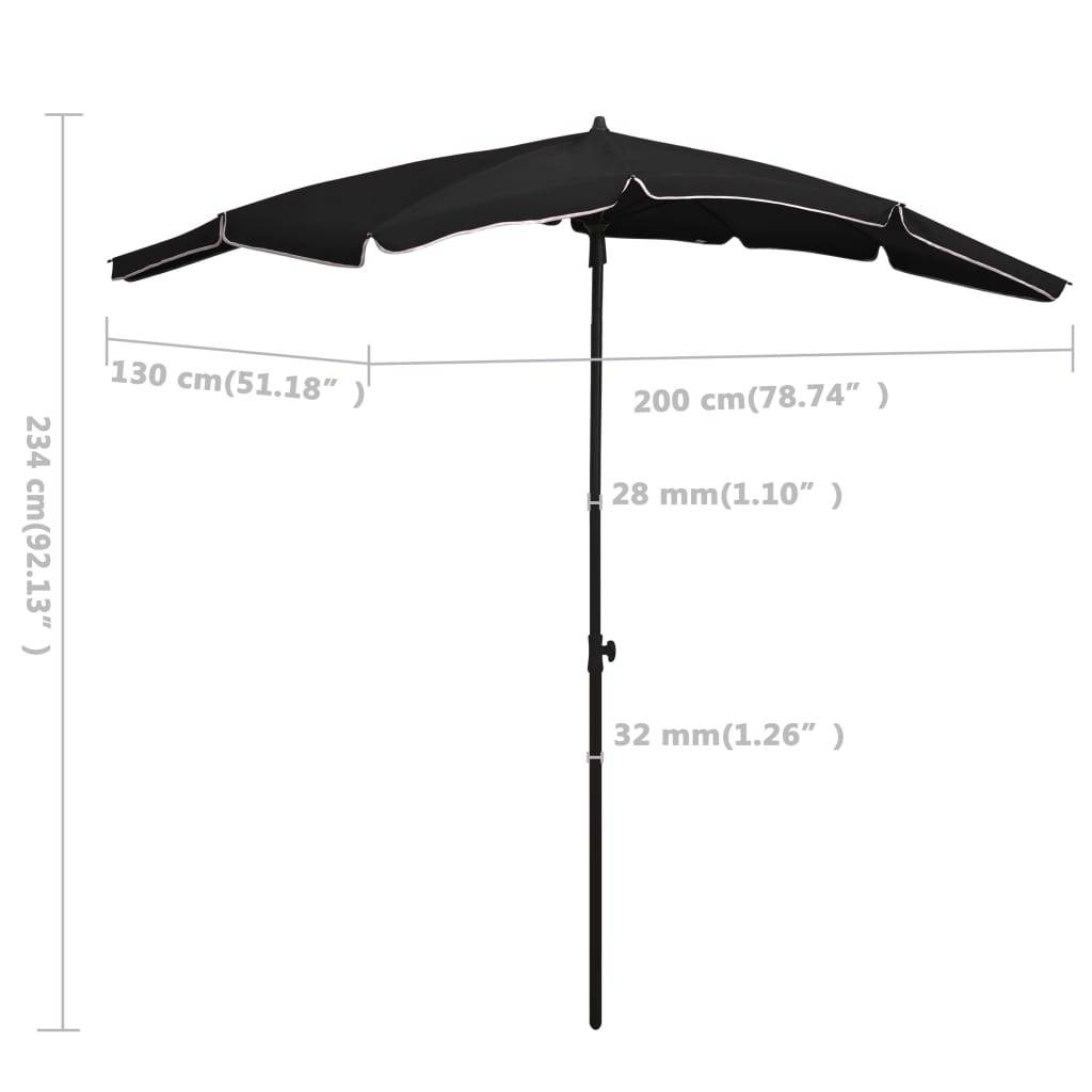 Parasol de jardin - parasol d'extérieur avec mât 200x130 cm noir - MEUBLE PRO - Image 6