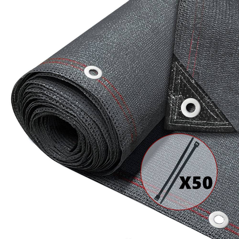 Brise vue occultant en HDPE 230g/m² 1x10m avec attaches de fixation anthracite - Image 1