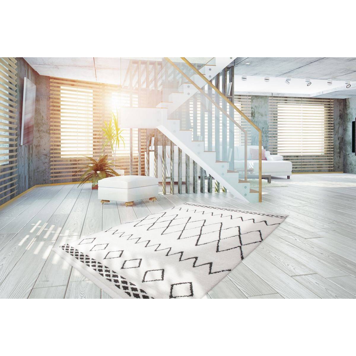 Tapis Ethnique à Franges "Agadir" Noir 200 x 290 cm - Image 2