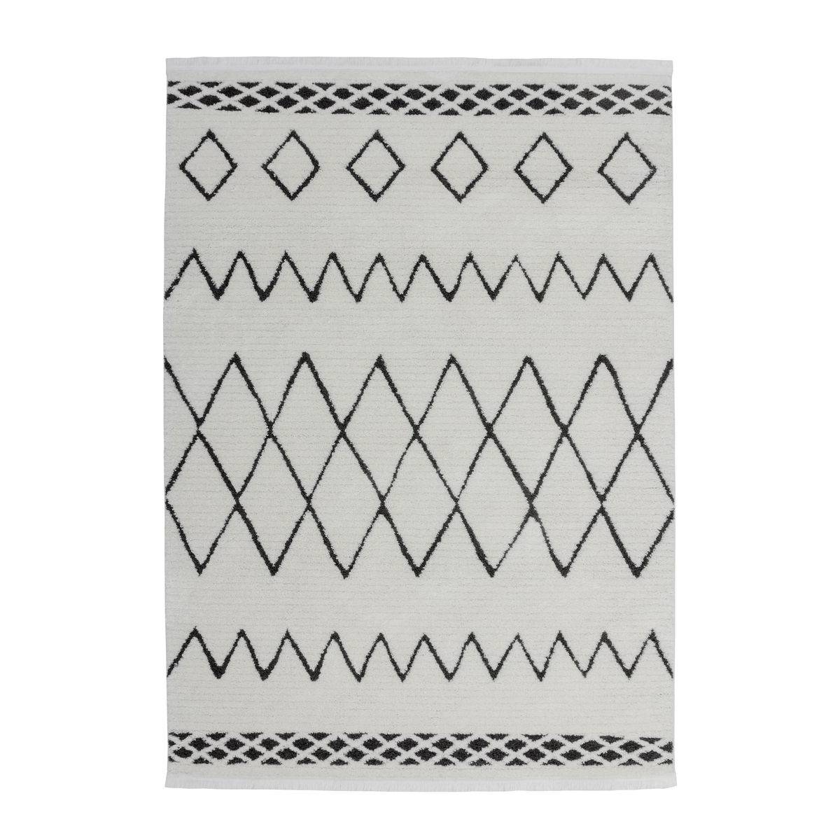 Tapis Ethnique à Franges "Agadir" Noir 200 x 290 cm - Image 1