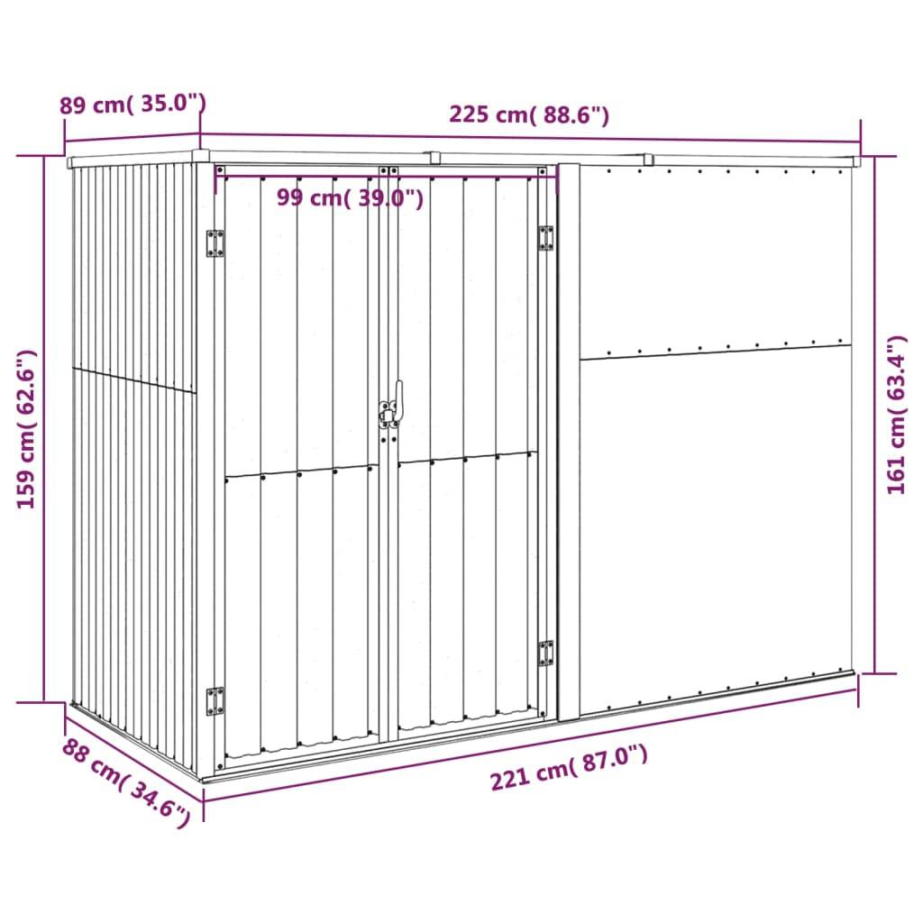 Vidaxl - Abri à outils de jardin anthracite 225x89x161cm acier galvanisé vidaXL 316215 - Image 3