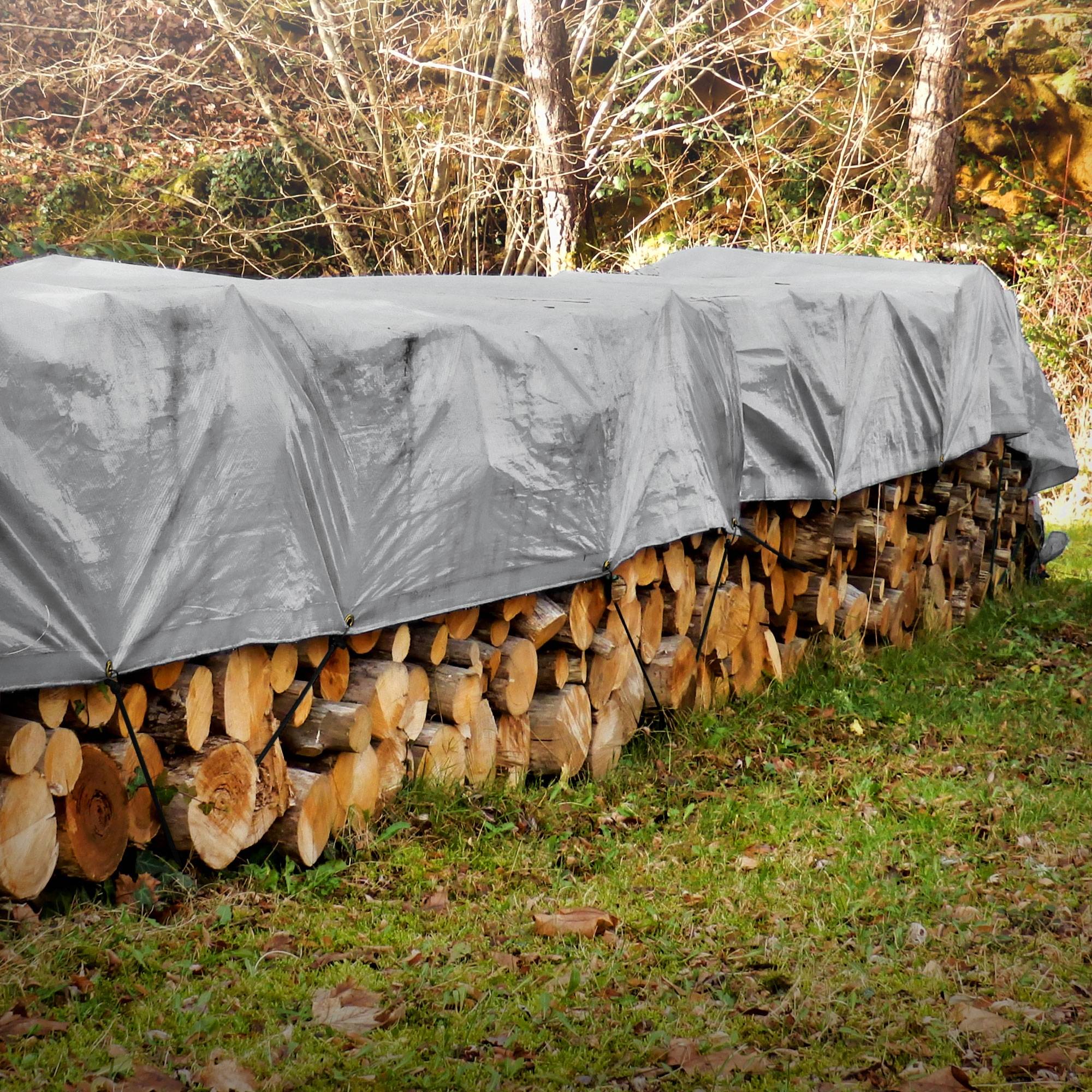 Ecd-Germany - Bâche de Protection Premium avec Œillets + 10 Crochets, 2x3m 6m², 650g/m², Grise, Tissu PVC, Indéchirable, Imperméable - Image 9