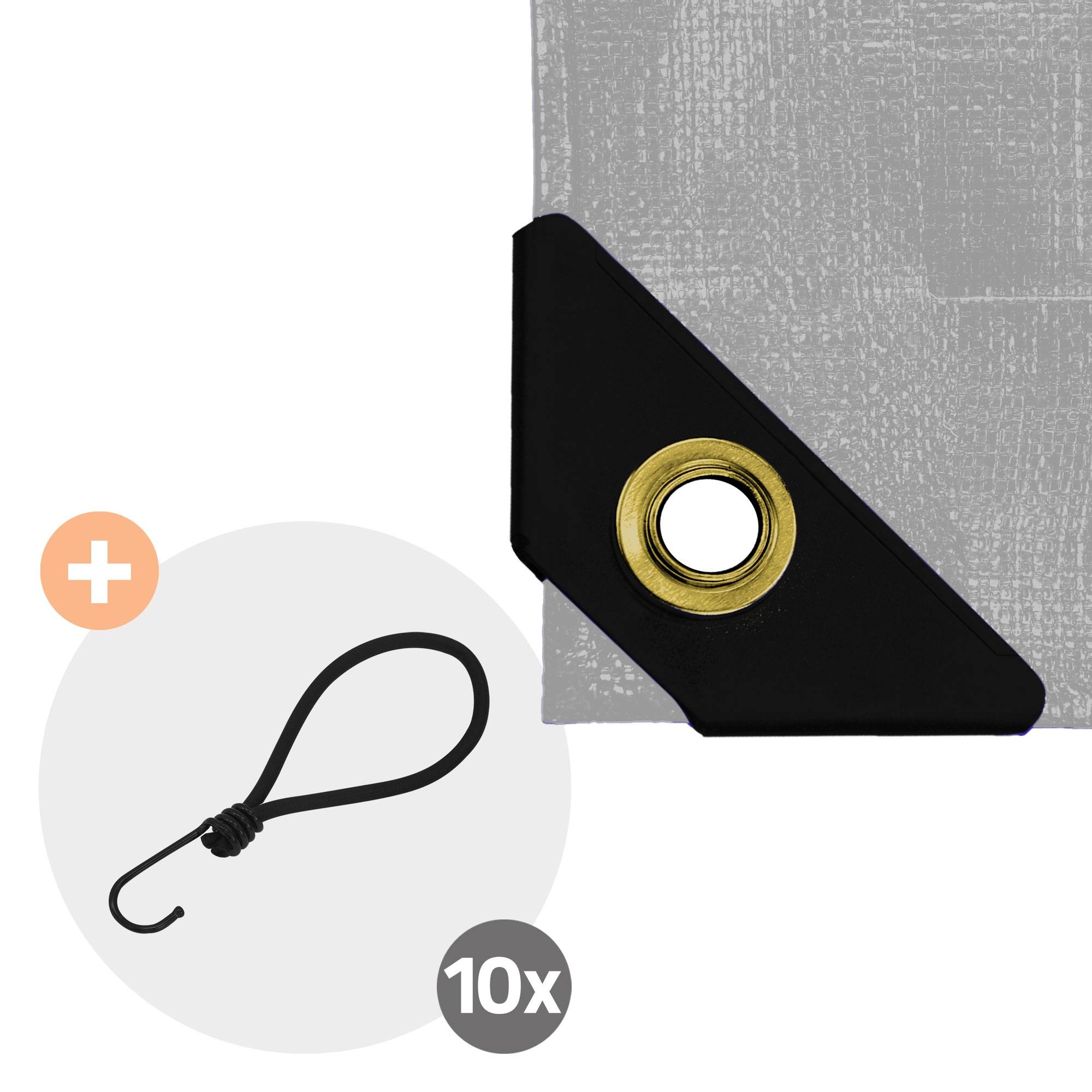 Ecd-Germany - Bâche de Protection Premium avec Œillets + 10 Crochets, 2x3m 6m², 650g/m², Grise, Tissu PVC, Indéchirable, Imperméable - Image 3