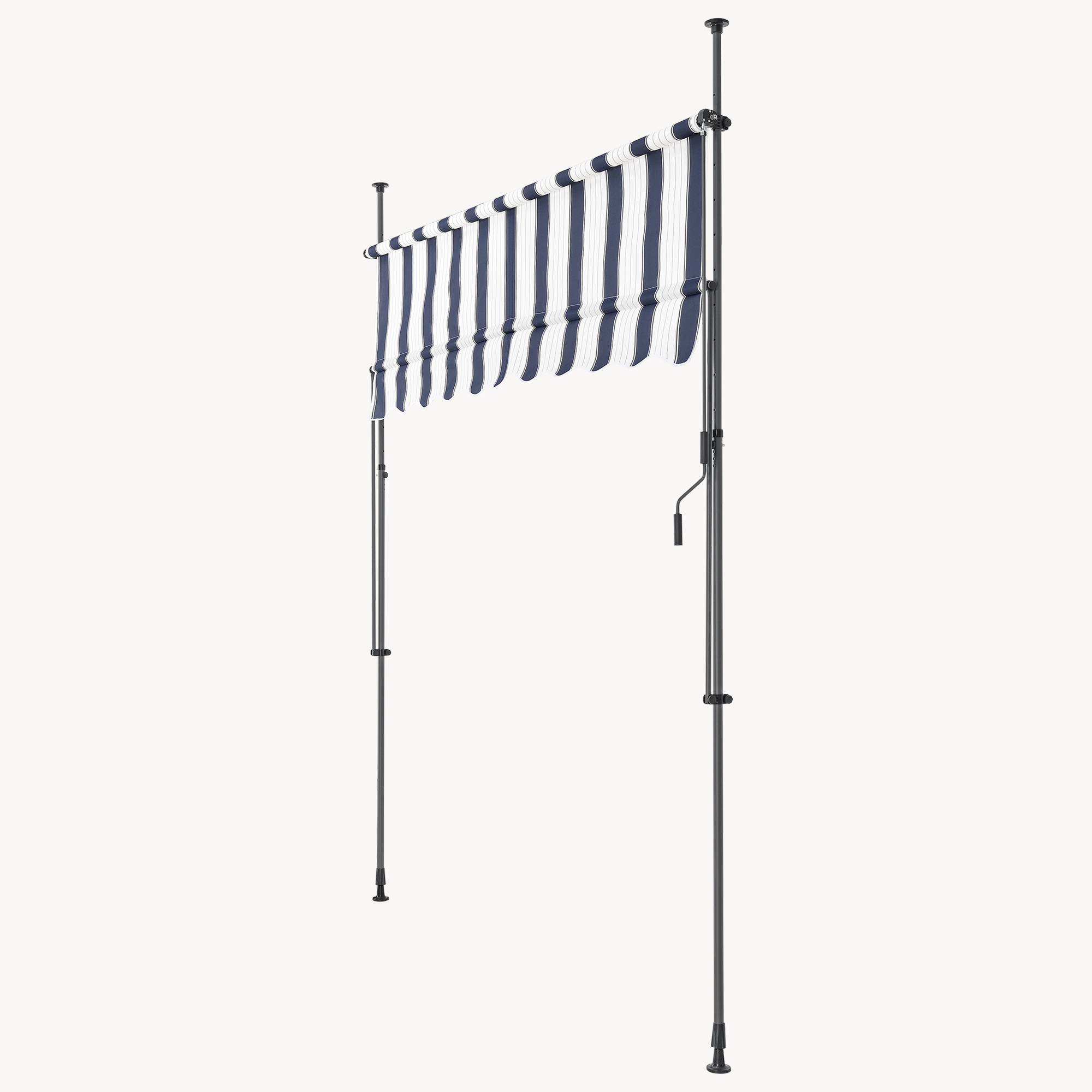 Pro.Tec - Store Banne Téléscopique Acier Polyester 300 x 120 x 220-309 cm Bleu Foncé Blanc [pro.tec] - Image 7