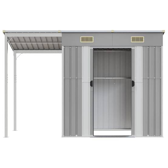 Vidaxl - Abri de jardin avec toit allongé gris clair 277 x 107 x 181 cm en Métal vidaXL 364525 - Image 5