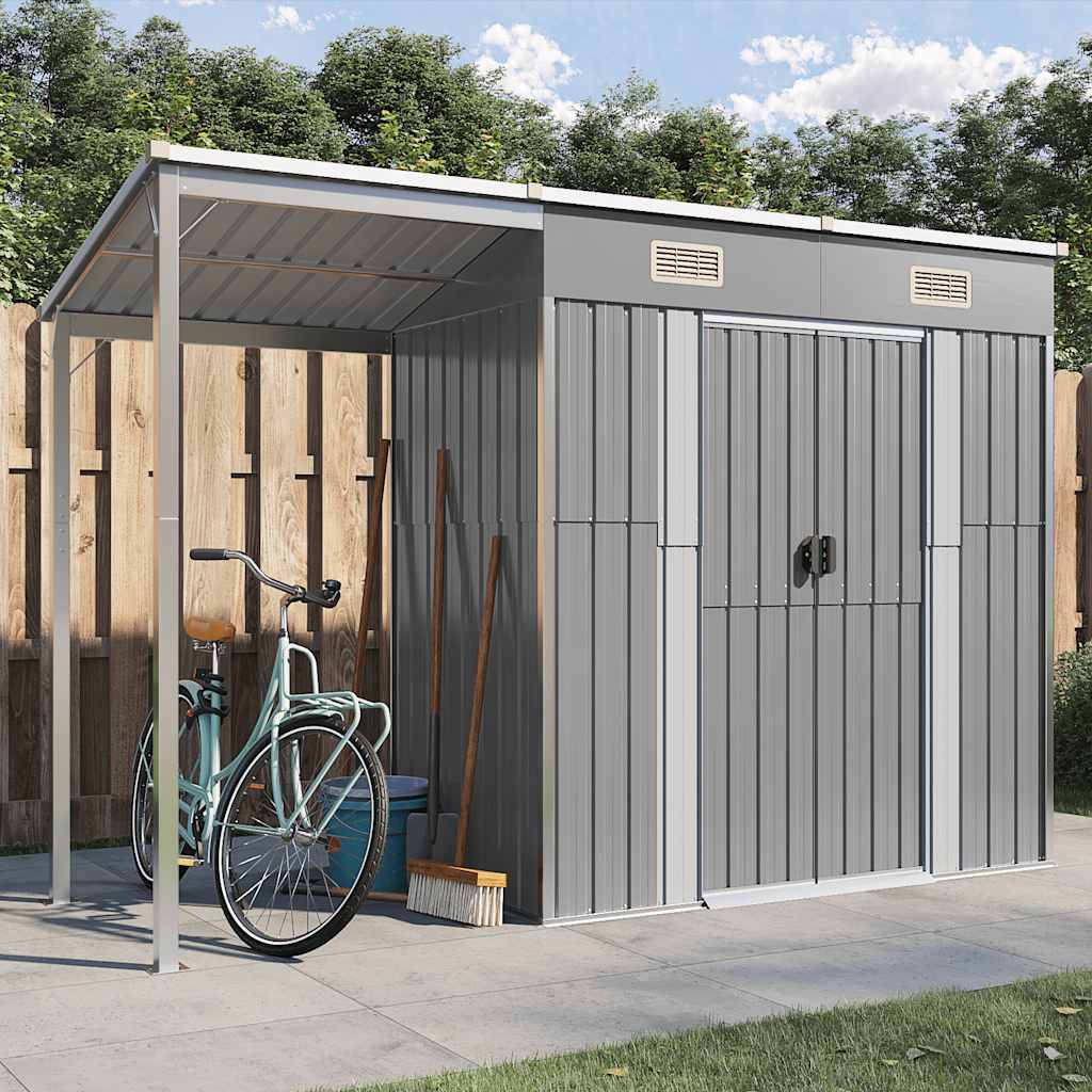 Vidaxl - Abri de jardin avec toit allongé gris clair 277 x 107 x 181 cm en Métal vidaXL 364525 - Image 1