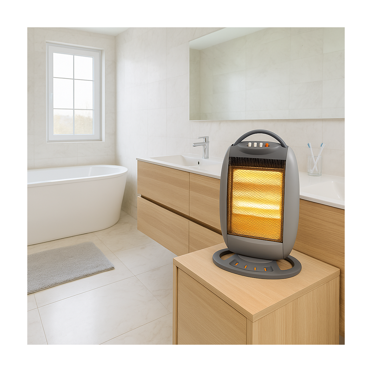 Chauffage infrarouge Oscillant 1200W Classic Electrique Anti basculement NIKLAS - Image 4