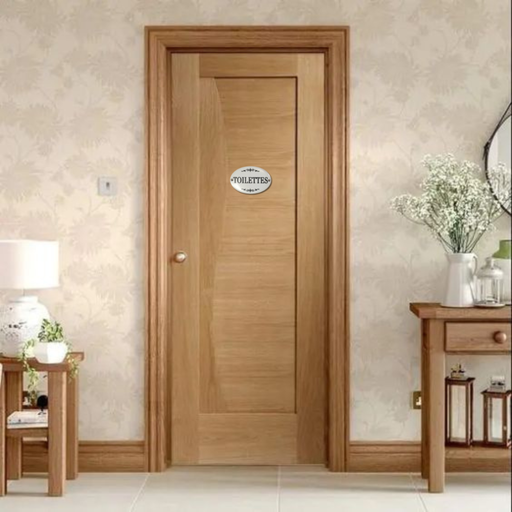 Plaque de porte décorative vintage toilettes fer blanc 10.5x8cm Chemin de campagne - Image 2
