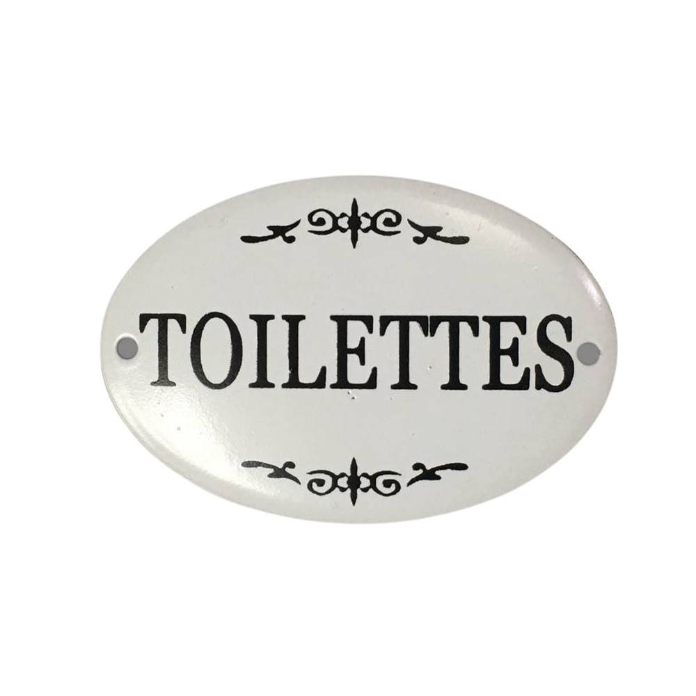 Plaque de porte décorative vintage toilettes fer blanc 10.5x8cm Chemin de campagne - Image 1