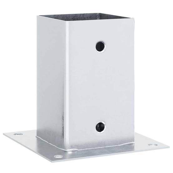 Base de poteau carrée acier galvanisé argenté 15 x 15 x 15 cm, Poids :14.08kg - PANGIVO - Image 3