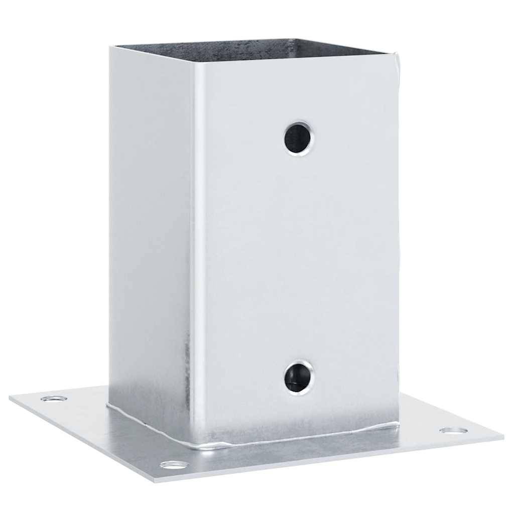 Base de poteau carrée acier galvanisé argenté 15 x 15 x 15 cm, Poids :14.08kg - PANGIVO - Image 3