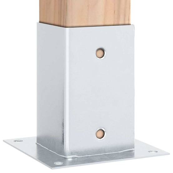 Base de poteau carrée acier galvanisé argenté 15 x 15 x 15 cm, Poids :14.08kg - PANGIVO - Image 6