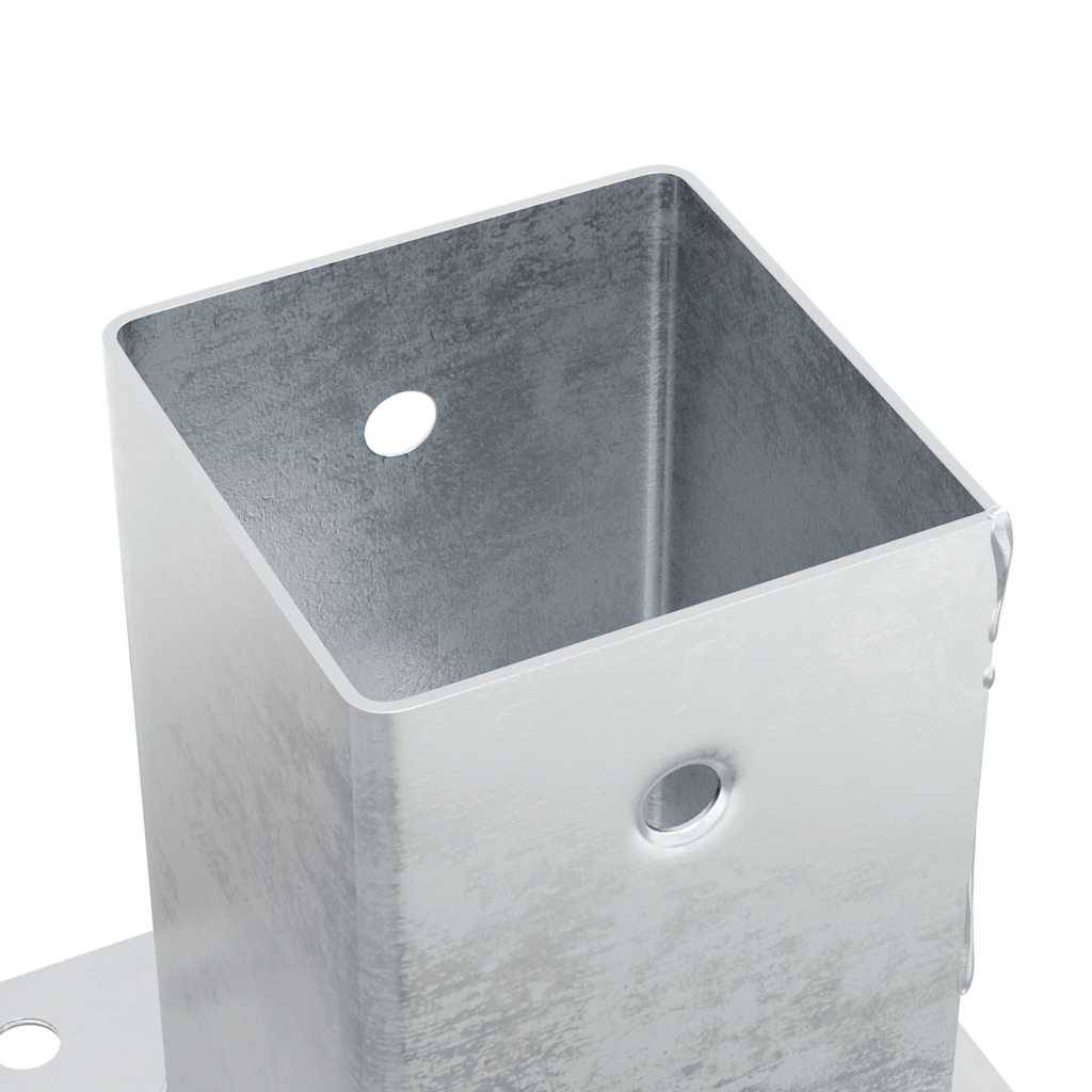 Base de poteau carrée acier galvanisé argenté 15 x 15 x 15 cm, Poids :14.08kg - PANGIVO - Image 10