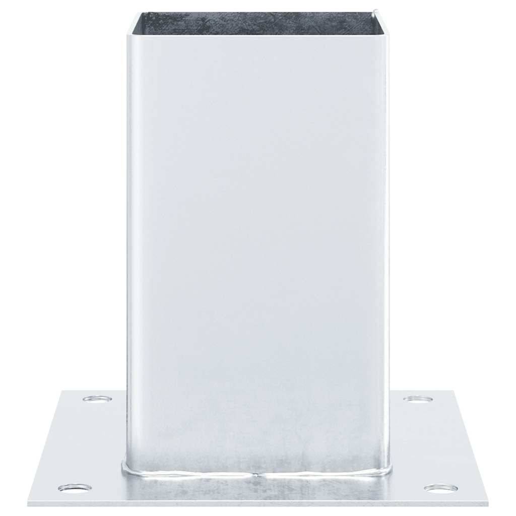 Base de poteau carrée acier galvanisé argenté 15 x 15 x 15 cm, Poids :14.08kg - PANGIVO - Image 8