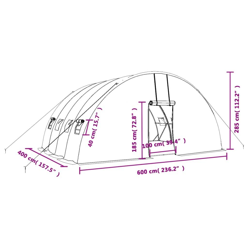 Serre tunnel de jardin 24 m² en acier galvanisé pour potager Blanc – ComfortXL Outdoor Living - Image 9