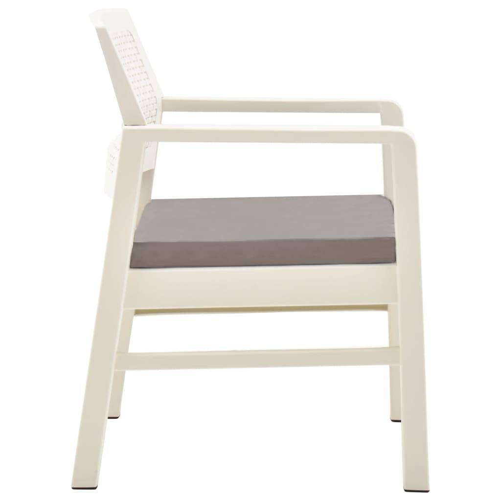 Salon de jardin 3 pcs | Mobilier d'extérieur Plastique Blanc Maison Chic - Image 4
