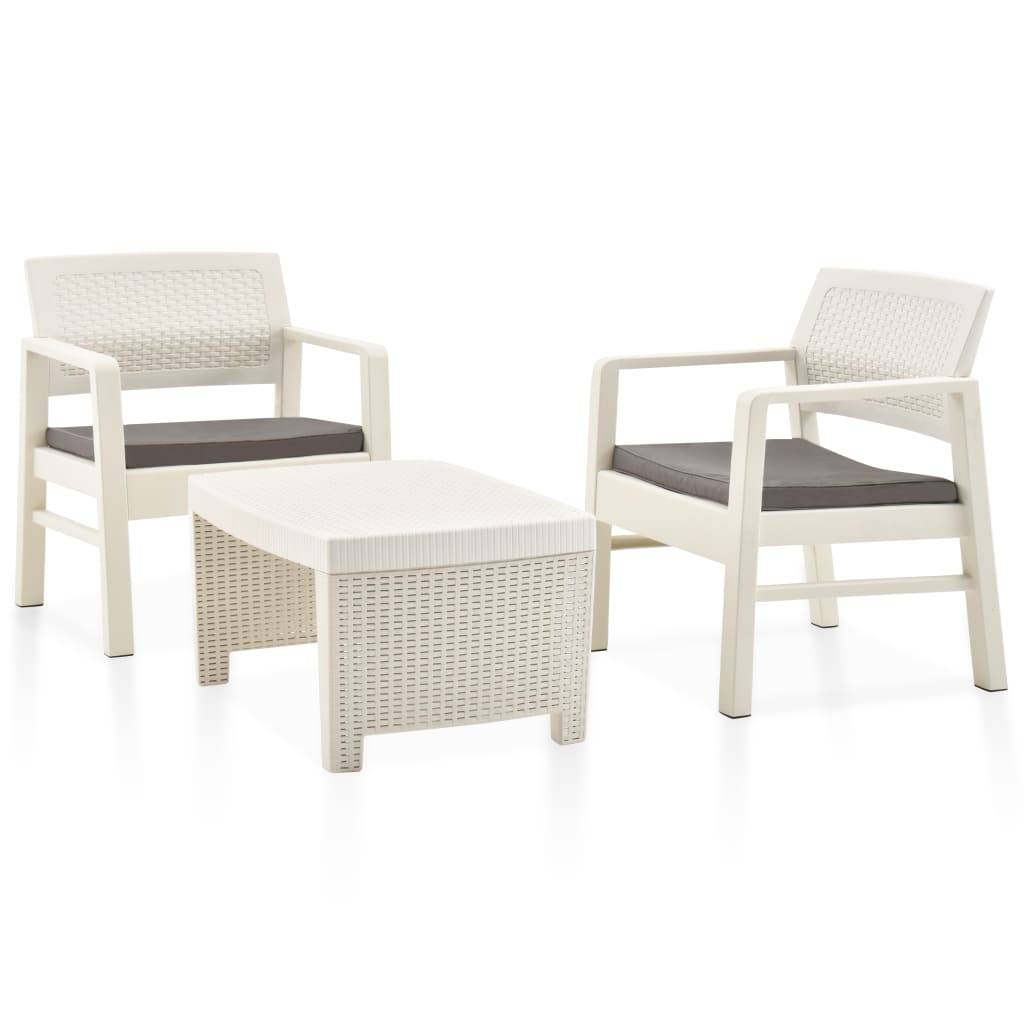 Salon de jardin 3 pcs | Mobilier d'extérieur Plastique Blanc Maison Chic - Image 2