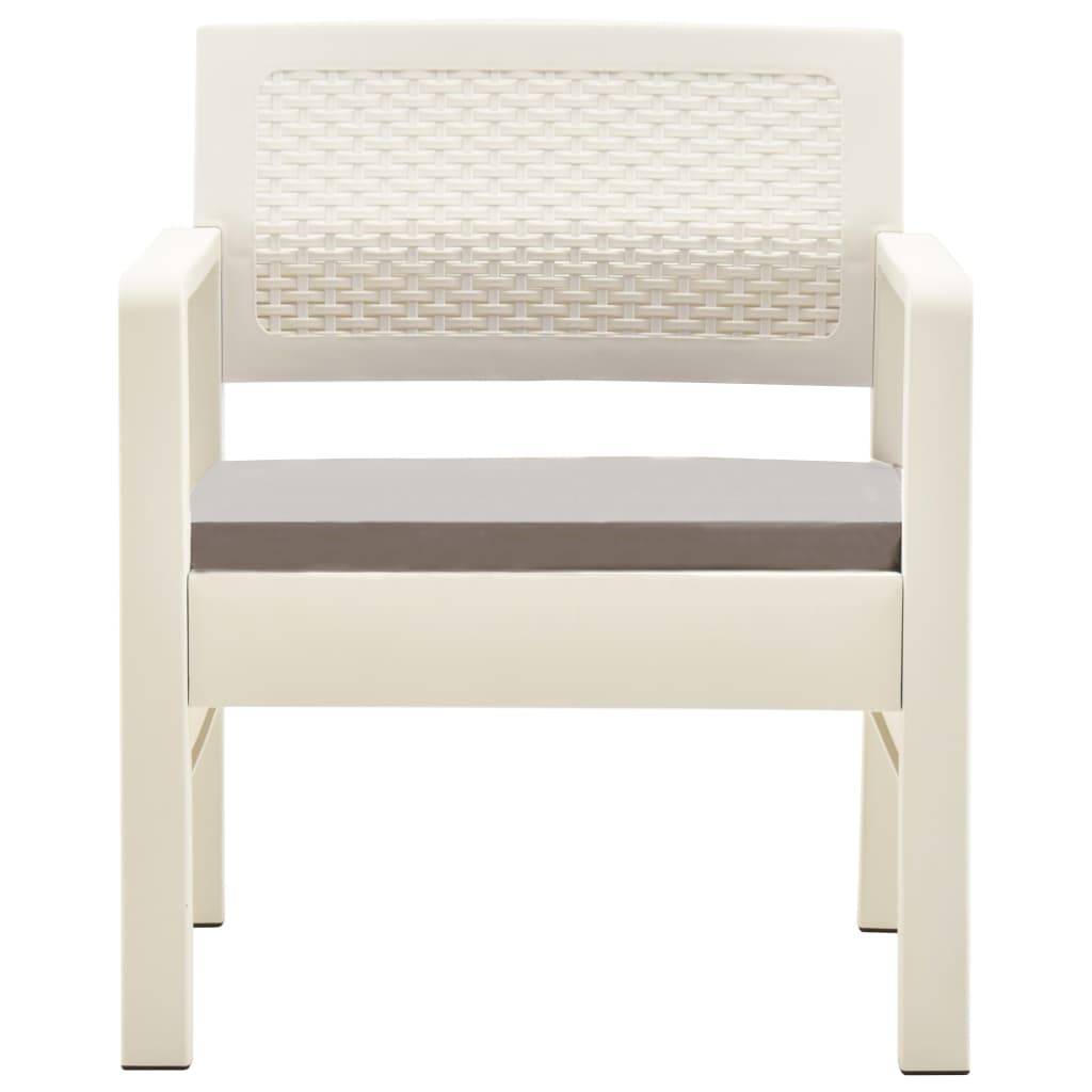 Salon de jardin 3 pcs | Mobilier d'extérieur Plastique Blanc Maison Chic - Image 3