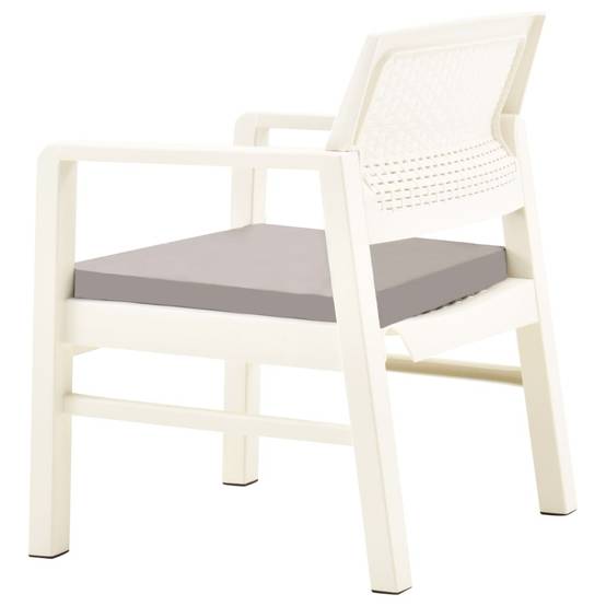 Salon de jardin 3 pcs | Mobilier d'extérieur Plastique Blanc Maison Chic - Image 5