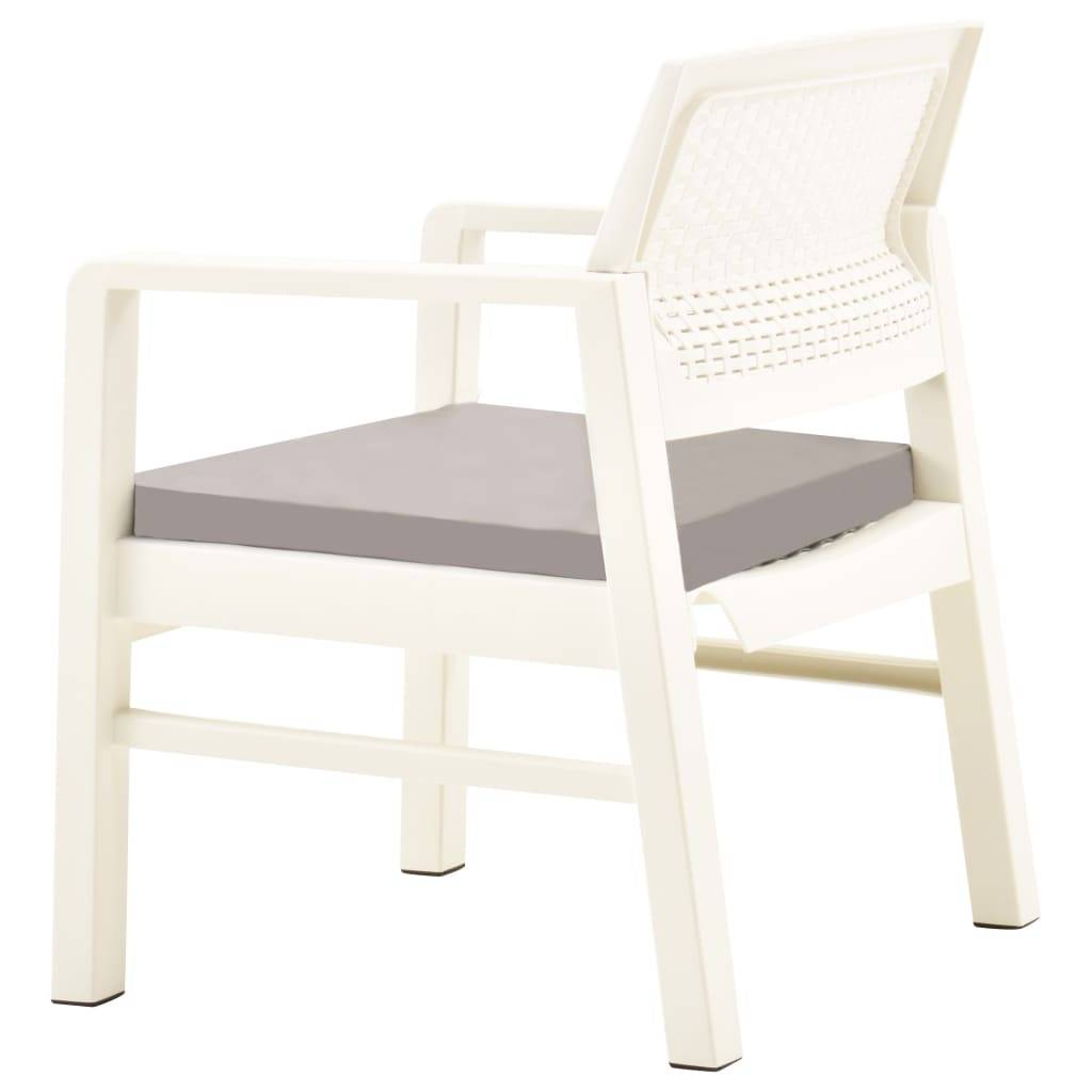 Salon de jardin 3 pcs | Mobilier d'extérieur Plastique Blanc Maison Chic - Image 5