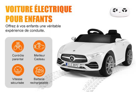 Voiture Électrique Enfant Mercedes-Benz CLS 350 en Blanc- Vitesse 2.5-4.5km/h Lumière LED Musique - Image 2