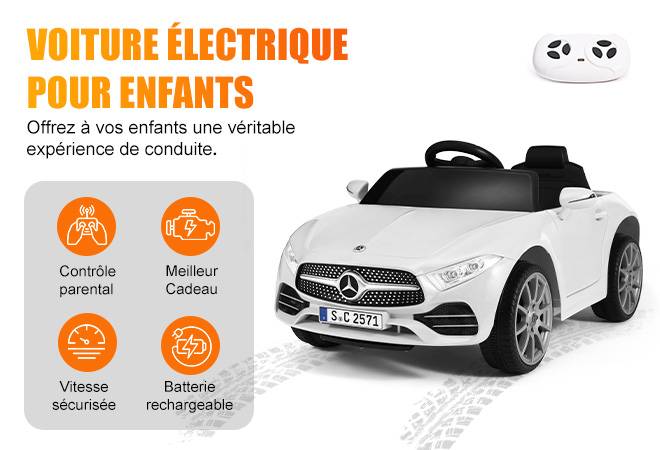 Voiture Électrique Enfant Mercedes-Benz CLS 350 en Blanc- Vitesse 2.5-4.5km/h Lumière LED Musique - Image 2