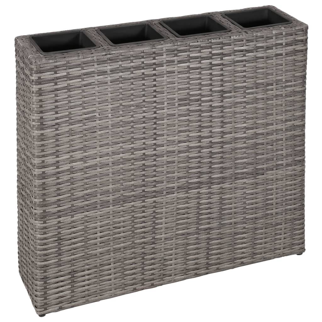 Jardinière lit surélevé plantes fleurs jardin avec 4 pots 2 pièces résine tressée gris - Image 2